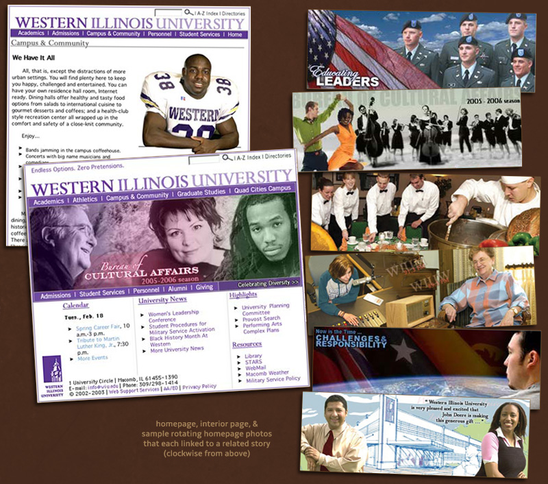 WIU site and homepage images.