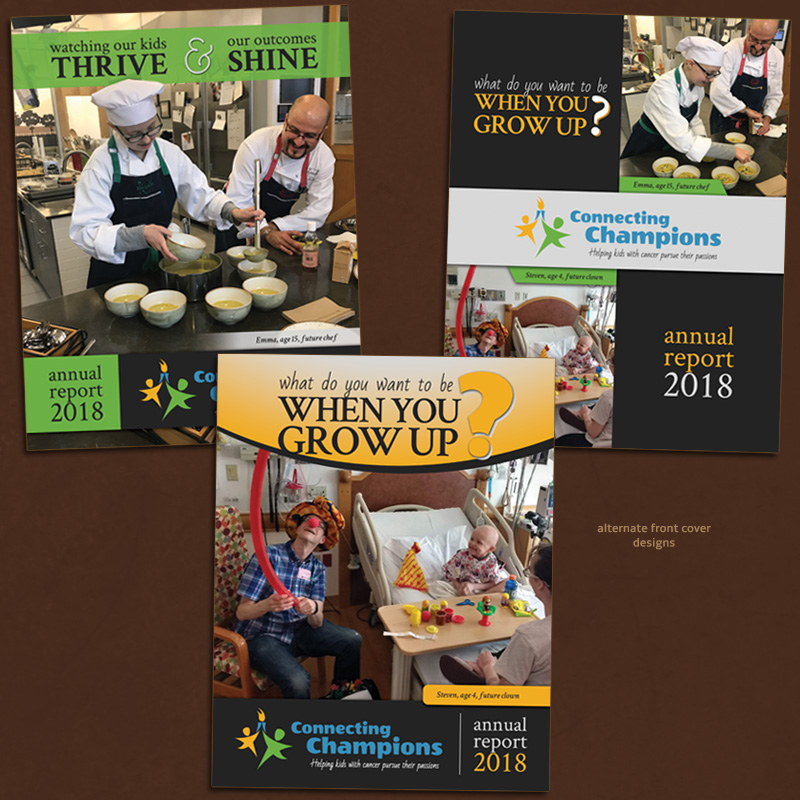 Connecting Champions annual report alternate designs.
