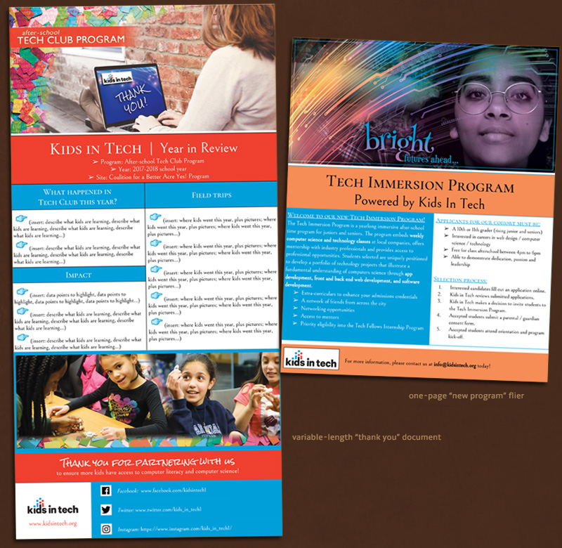Kids in Tech fliers.